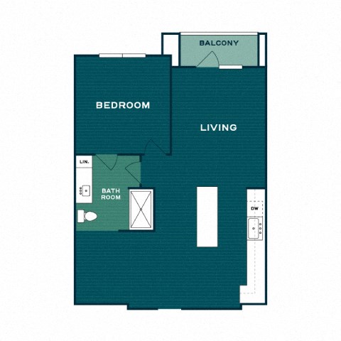 Floor plan for 1 bed, 1 bath, 803 sqft